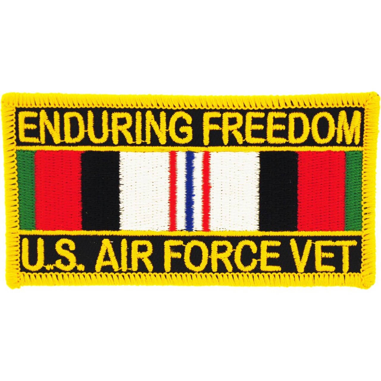 Eagle Emblems Patch-Enduring Freedom USAF Service Ribbon (4&#x22;X2-1/8&#x22;)